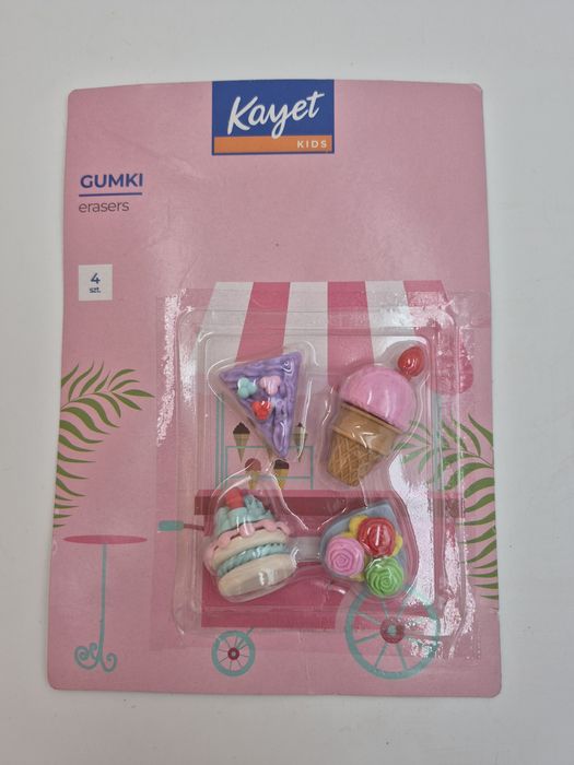 Zestaw 4 gumek do ścierania mazania kayet kolorowy kramik