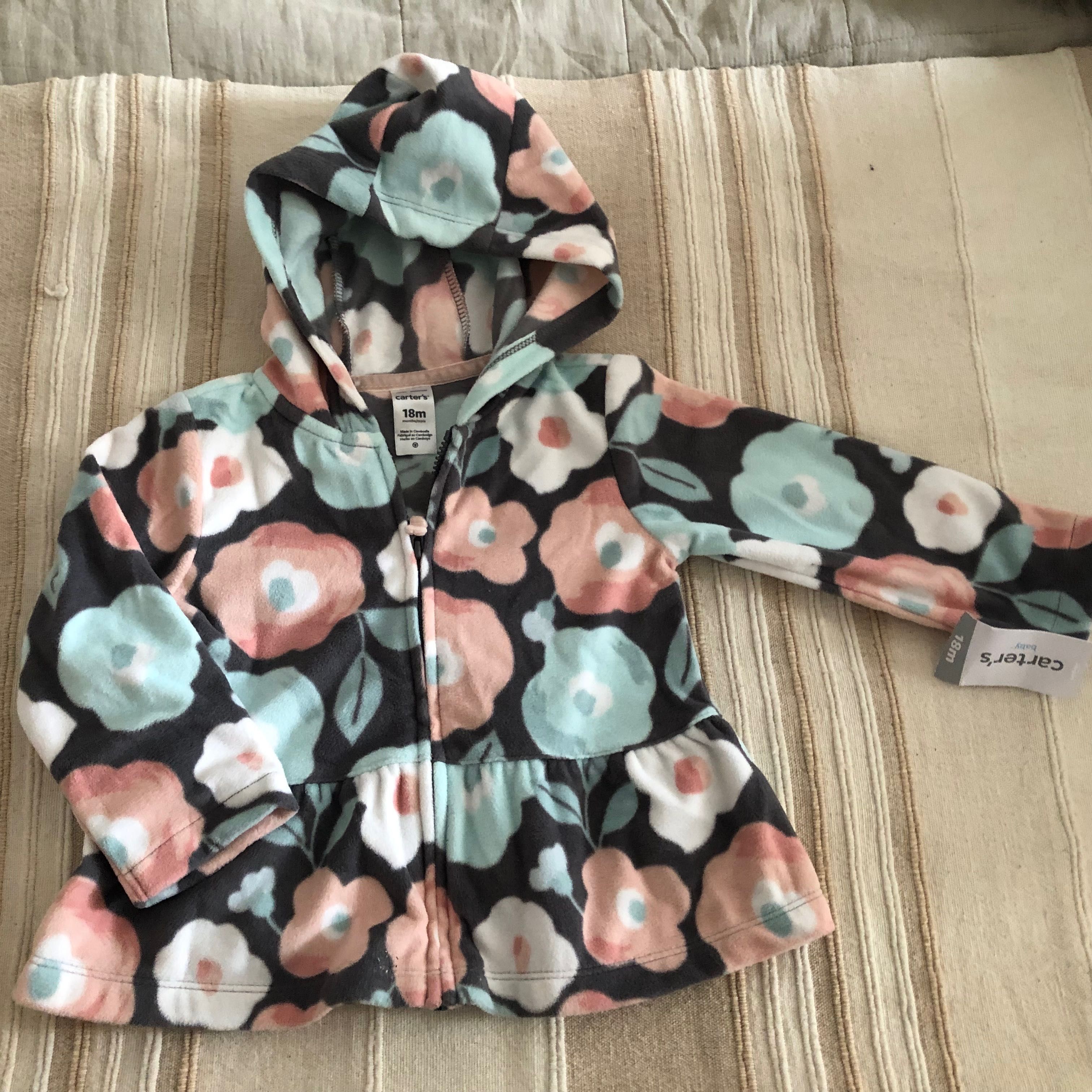 Nowa bluza Carter’s w kwiaty z cienkiego polarku dla dziewczynki 18mcy