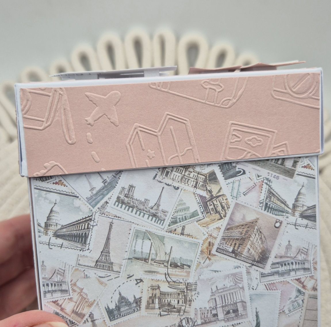 Exploding box urodziny 18-stka pastelowy podróże prezent
