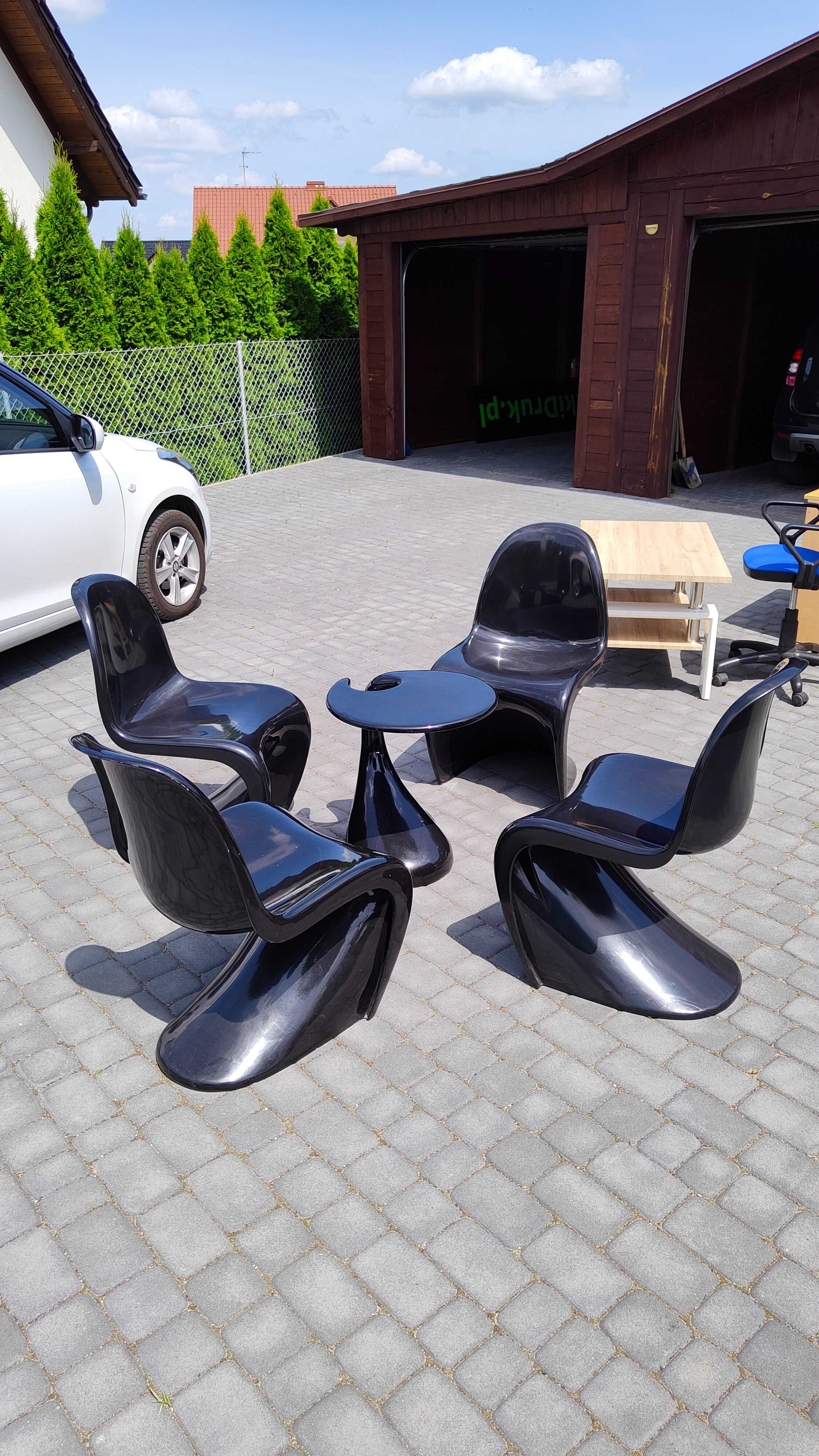 Czarny stolik i 4 krzesła D2 DESIGN Balance komplet za 50% ceny HIT