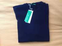 Camisola Benetton 100% caxemira azul escuro tamanho M