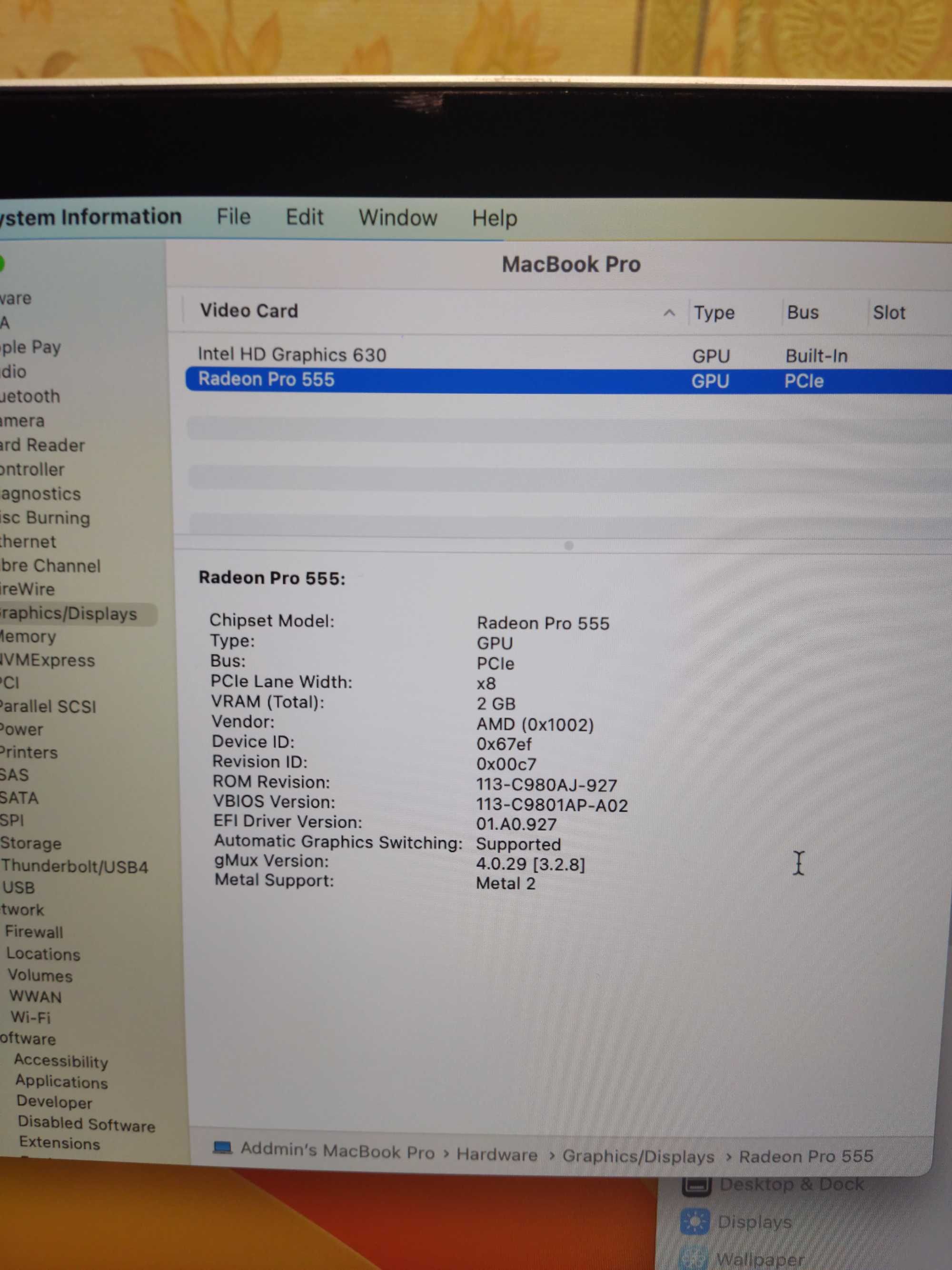 Apple MacBook Pro 15" Silver 2017 16Gb RAM