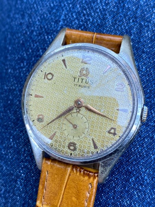 Zegarek Titus lata 50te nowy pasek Diloy 38mm