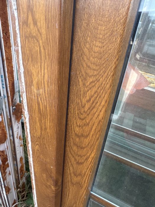 3x okno balkonowe plastikowe 86x209 zloty dab biale z roleta wewnetrzn