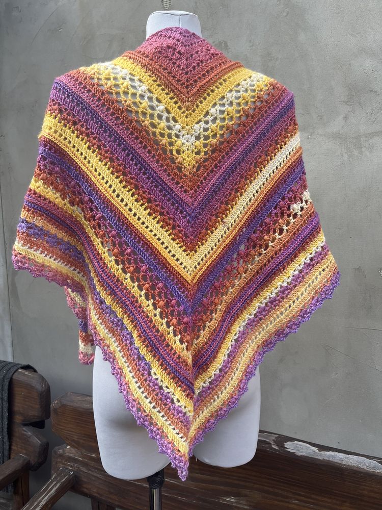 Chusta ombre handmade rekodzielo na szydelku teczowa kolorowa