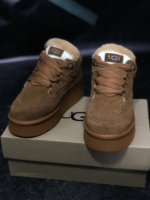 Зимові жіночі кросівки на хутрі UGG lowmel натуральний замш