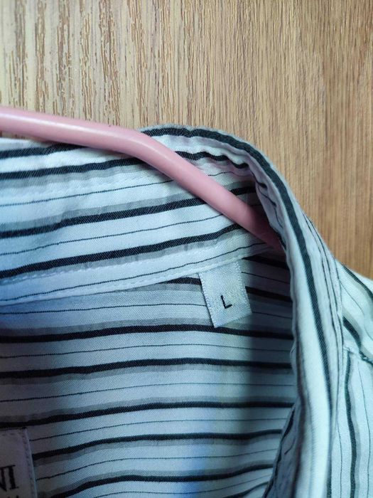 шелковая рубашка в полоску шёлк+вискоза+хлопок armani collezioni / 48р