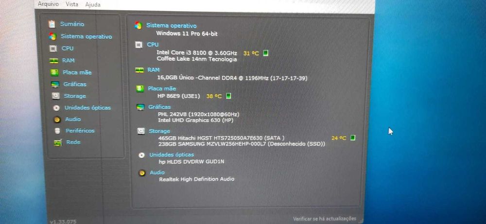 Pç DELL 3060 8ªG.|i3.8100-3.6G|16G|HDMI|NVMe256+HD500|5G+BT|TPM2.0|W11