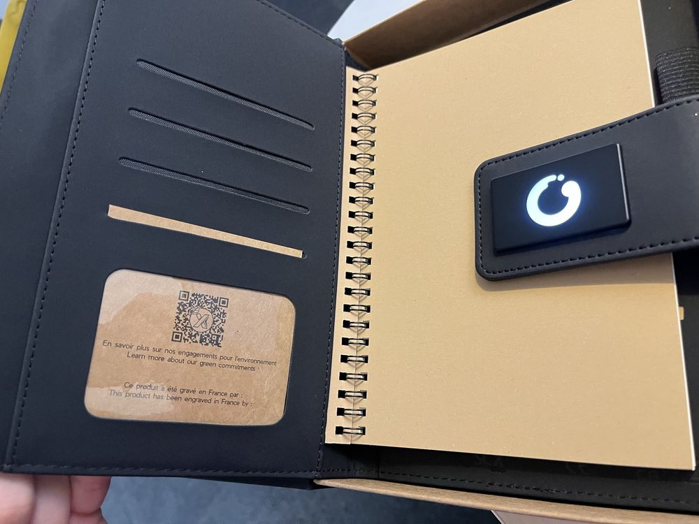 Notes A5 z powerbankiem i pośdwietlanym logo