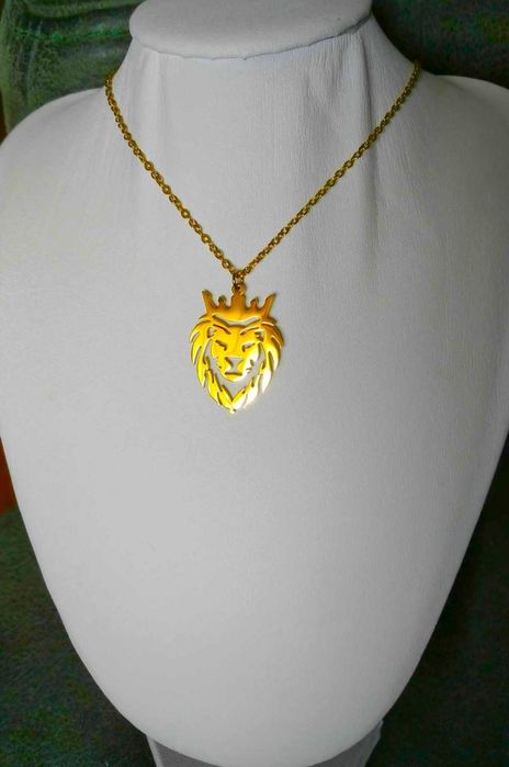 Colar Aço Dourado c/ Leão NOVO