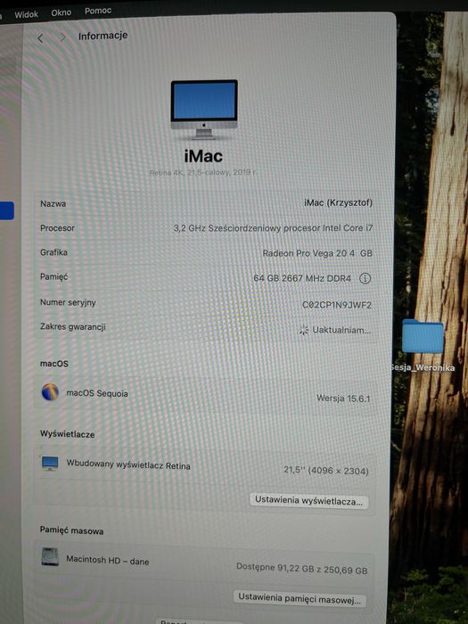 Sprzedam iMac Retina 4K 21,5 ” 64GB