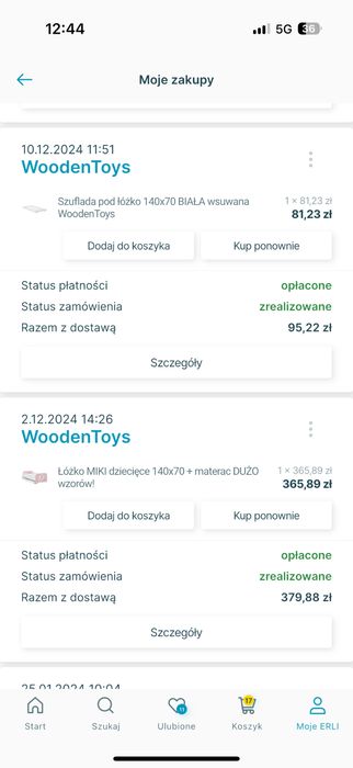 Łóżko MIKI dziecięce 140x70 + materac + szuflada