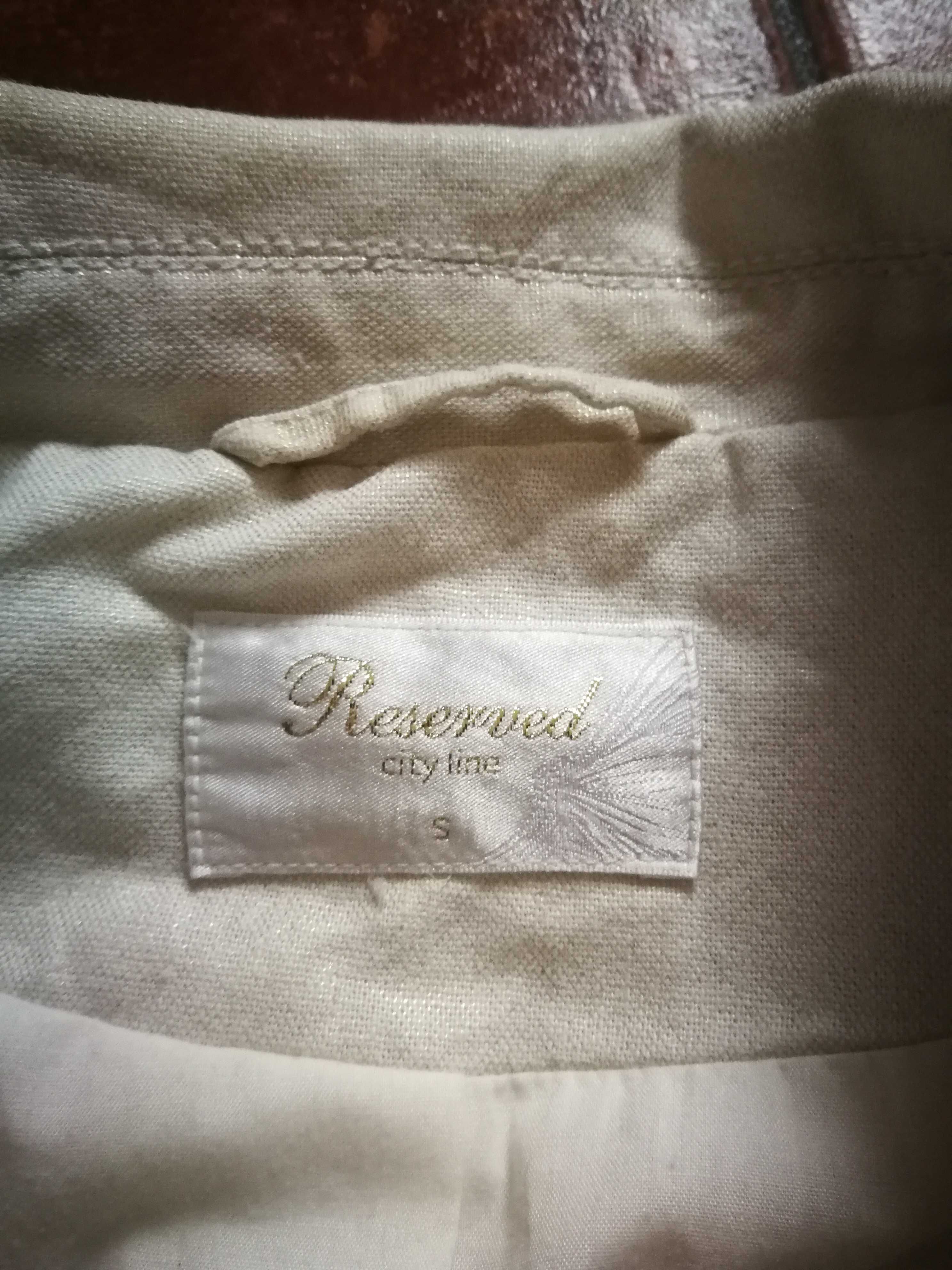 Marynarka Reserved r. 36 ecru połyskująca