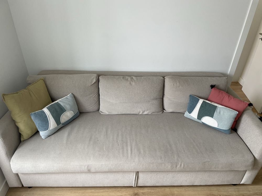 Sofá-cama - cor cinzento claro