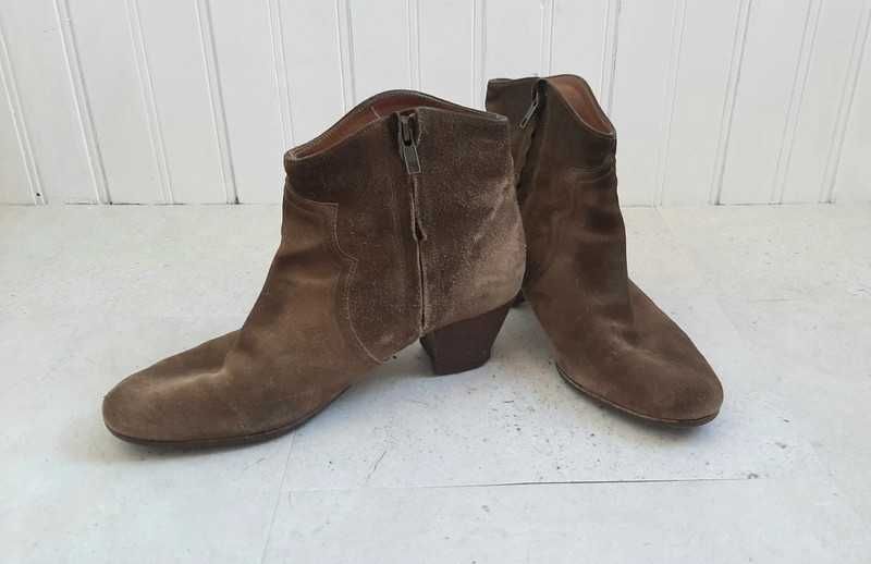 Botins pele camurça camel