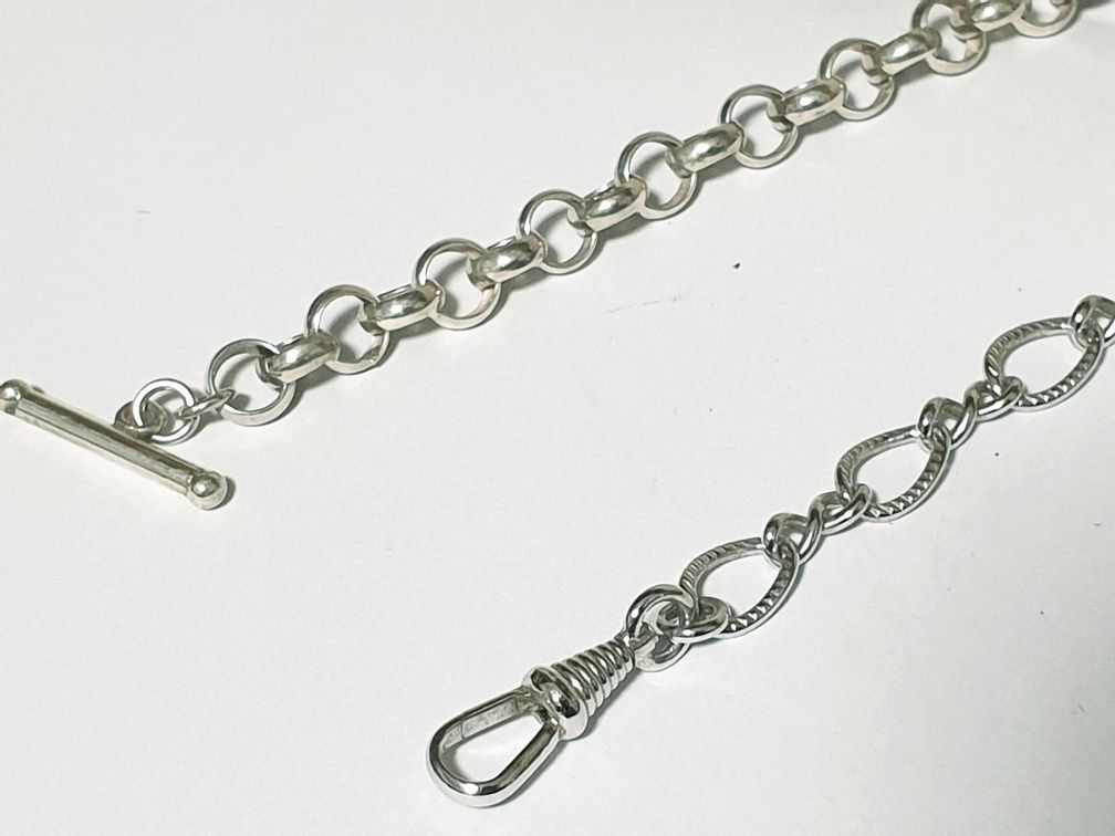 Fantásticas antigas correntes de relogio de bolso em prata contrastada