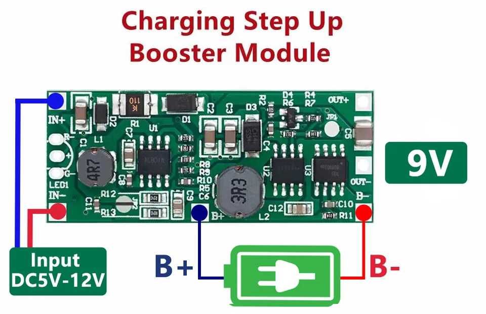Повышающий (step up) модуль с зарядкой LiPo/Li-ion аккумуляторов