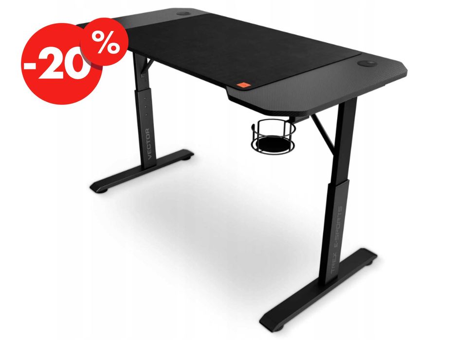 Regulowane Biurko Gamingowe 120x60cm e-sports Czarne Dla Gracza OKAZJA