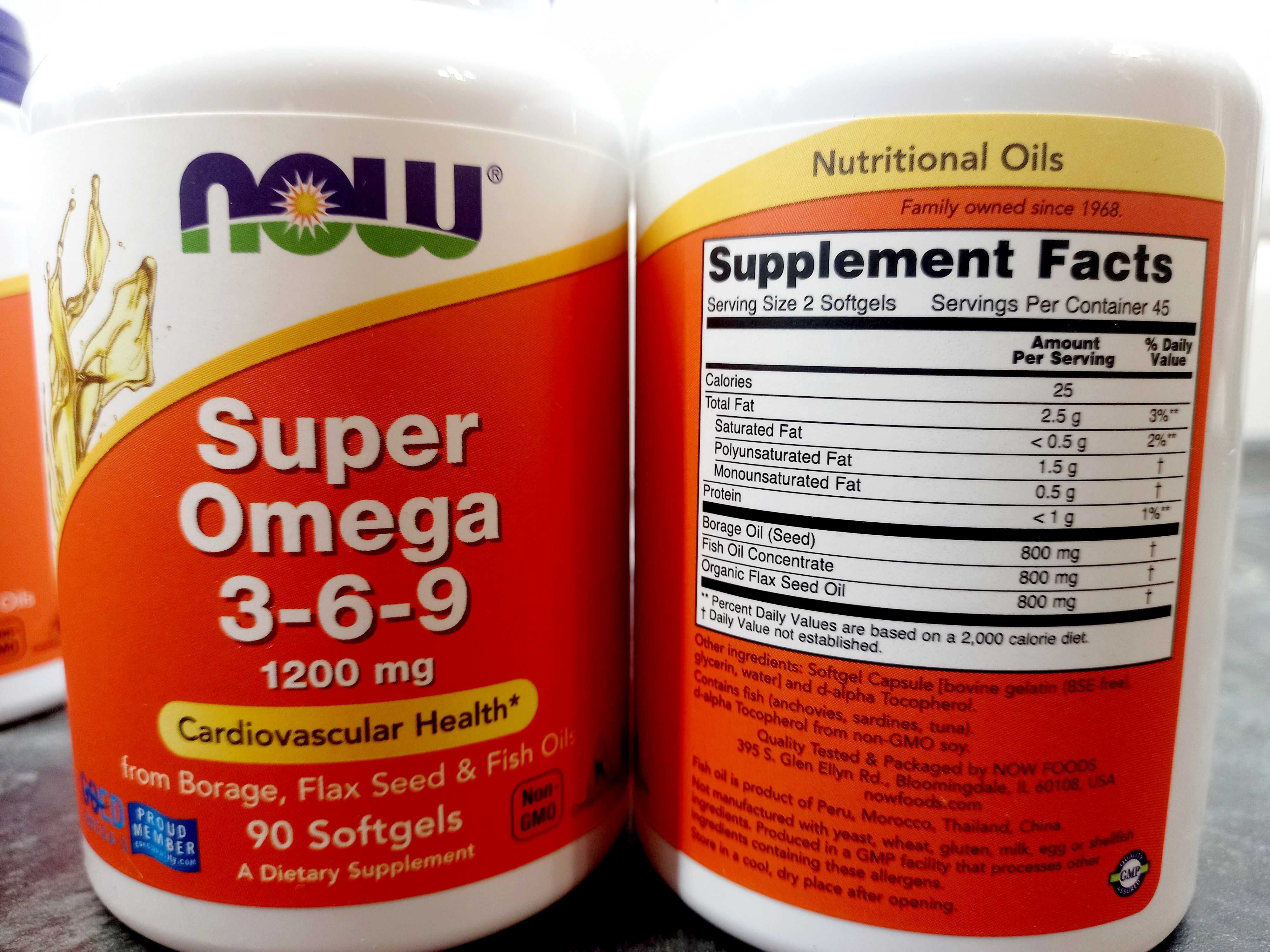 Now Foods, Super Omega 3-6-9 (90-180 капс.), омега 3-6-9 концентрат
