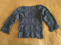sweter szary ręcznie robiony S/M
