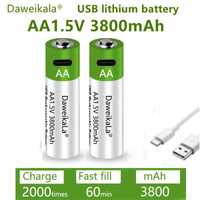 USB-C 1.5V AA akumulator litowo-jonowy o pojemności 3800mah