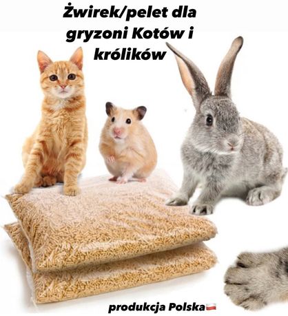 Żwirek drewniany Pellet 10kg dla kota królika świnki.Polski Produkty