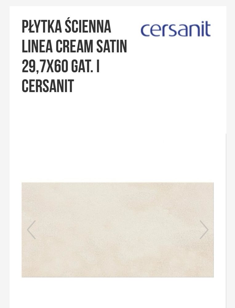 Płytki ścienne kremowe Cersanit LINEA cream satin 29,7x60 gat. I