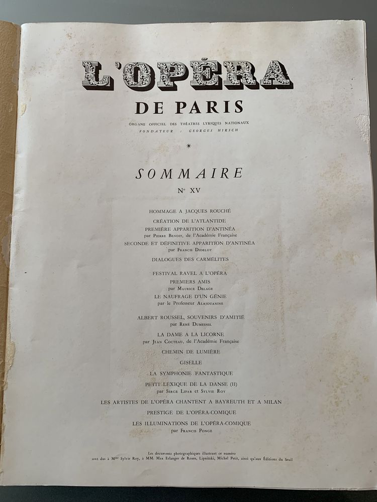 Revista l’opéra de Paris 1957