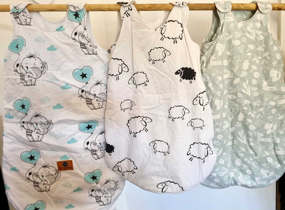 Śpiworek do spania niemowlęcy bawełna śpiwór 74/80 komplet 3 sztuki