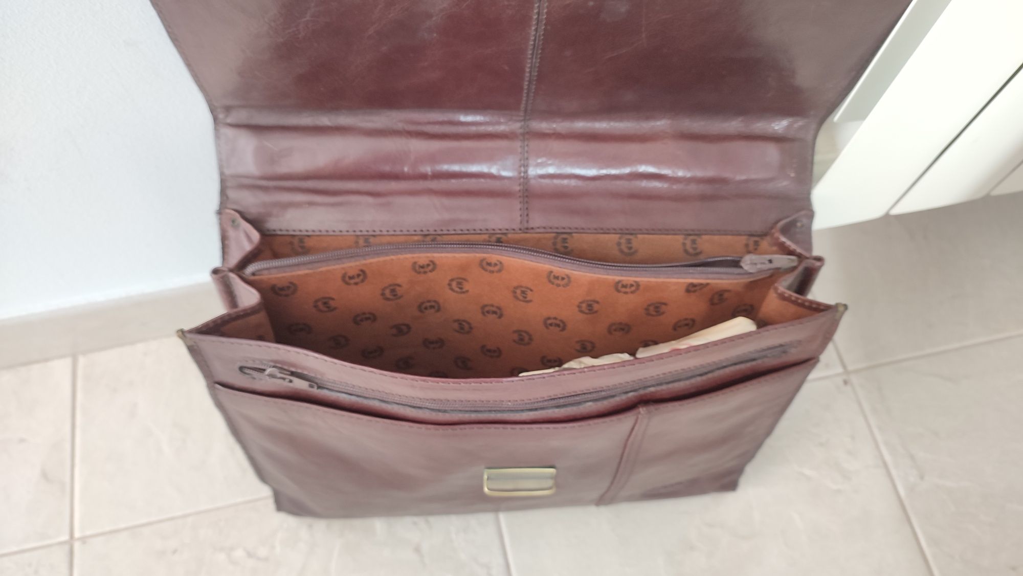 Mala briefcase em pele