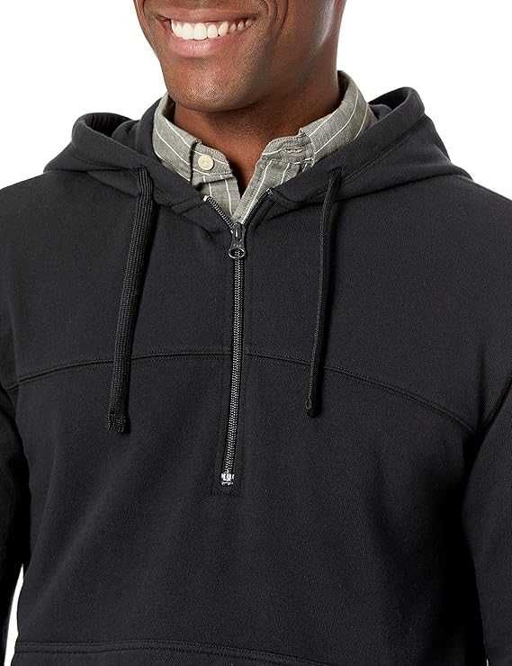 Męski Anorak GOODTHREADS Heritag Wash Lekka Frotte Bawełna Czarny XXL