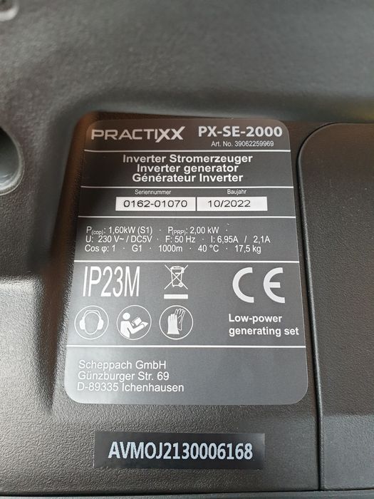 Інверторний генератор Practixx 2000 Вт. Scheppach.