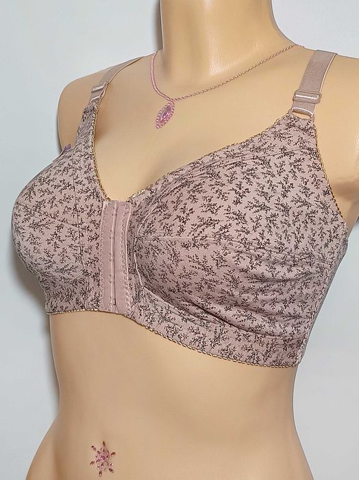 Biustonosz miękki zapinany z przodu różowy wygodny Han 120D