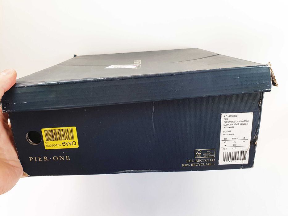 Мужские ботинки PIER ONE 45 29.5 см 10.5 UK черные