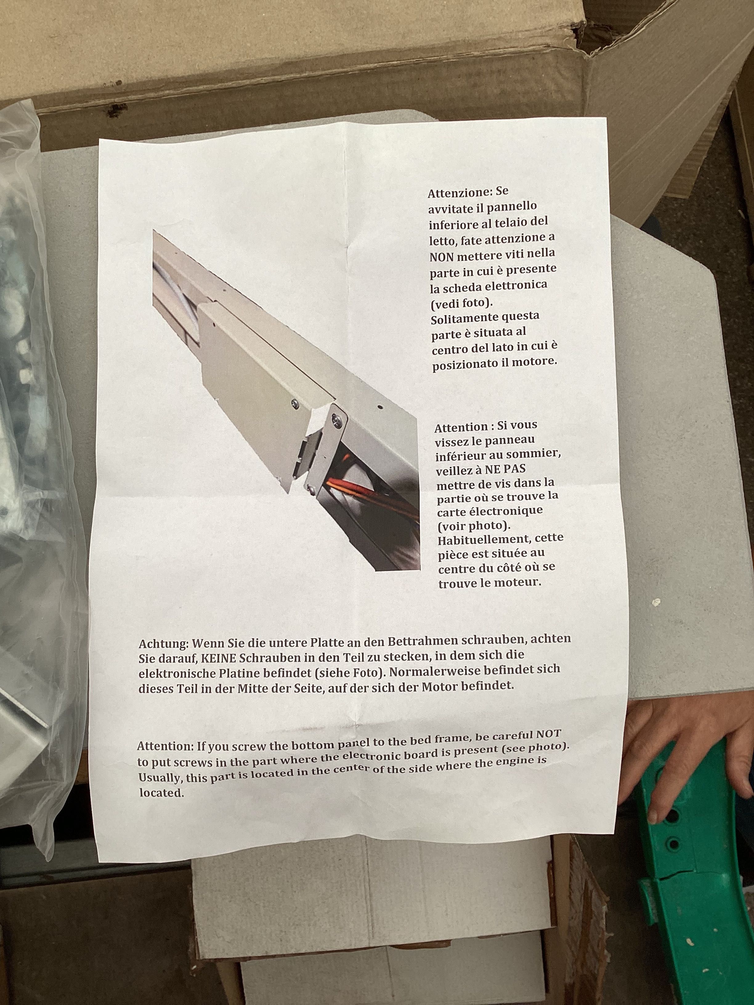 Stelaż łóżka elektrycznego do kampera