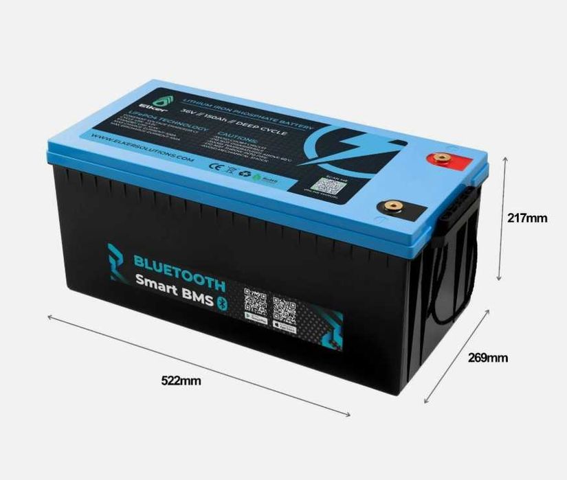 Bateria litio LifePO4 150AH 36V BMS, Bluetooth, GRADE A