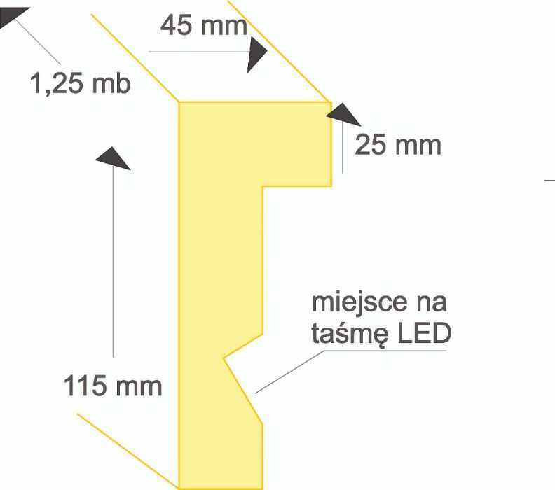 Listwa karniszowa LED Osłona karnisza XPS - 2 GATUNEK / ZESTAW (2,5mb)