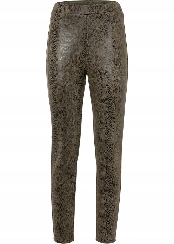 B.P.C legginsy oliwkowo-czarne we wzór węża r.32/34