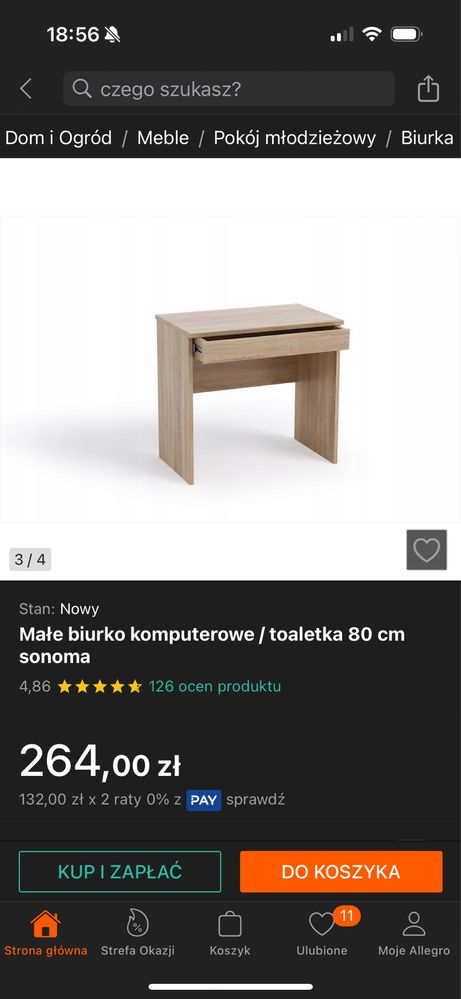 Biurka z szufladą