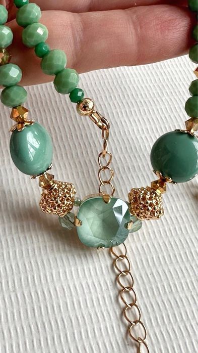 Кольє,чокер мʼятного кольору, зелений чокер