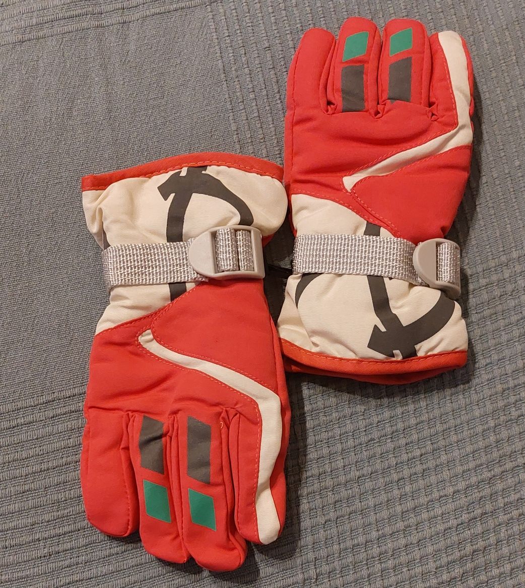 Rękawice Rękawiczki zimowe narciarskie dziecięce czerwone