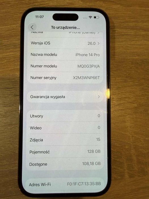 Iphone 14 Pro, kolor fiotetowy w idealnym stanie.