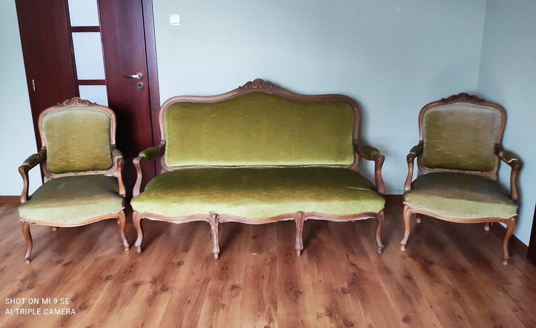 Sofa, dwa fotele, 4 krzesła, Ludwik, ludwikowskie.