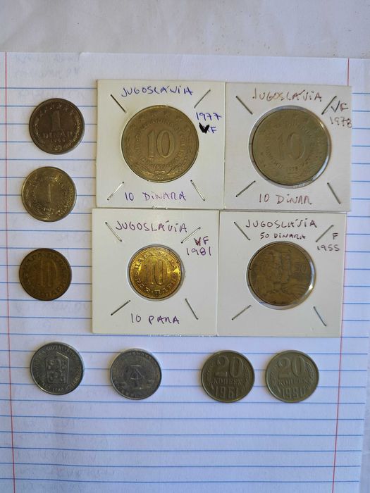 Moedas da Jugoslávia, URSS, Checoslováquia e Alemanha RDA (lote)