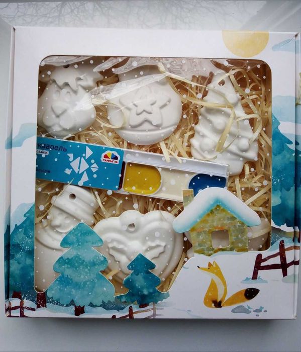 Новорічні іграшки-розмальовки на Ялинку! Гіпсові фігурки. Набір