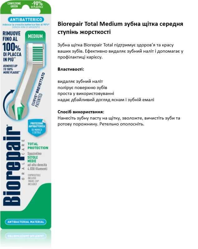 Монопучкова зубна щітка Curaprox/Зубна щітка Biorepair