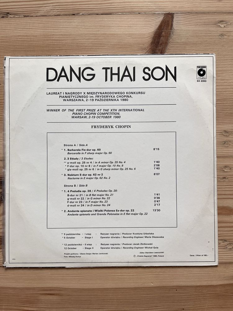 Dang Thai Son Chopin LP płyta winylowa muzyka klasyczna vinyl