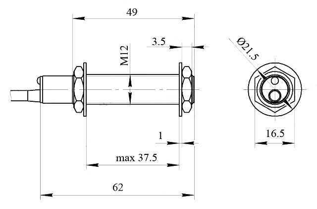 Індуктивний кінцевий датчик відкритий NPN NO HURON LJ12A3-4-Z/BX