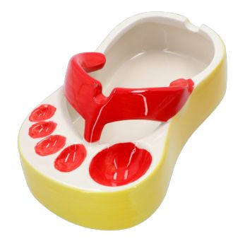 Ceramiczna Popielniczka Klapek w Kolorze Czerwono-Żółtym