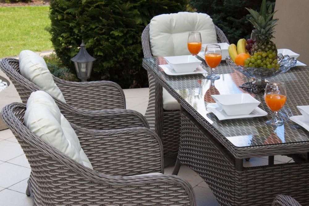 Zestaw obiadowy technorattan stół + 6 foteli